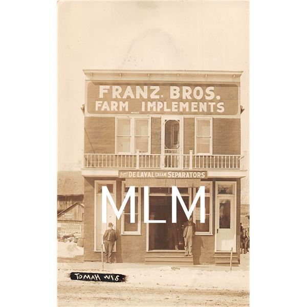 Store Front Franz Bros. Farm Implements Cream Seperators Tomah, Wisconsin Photo Postcard