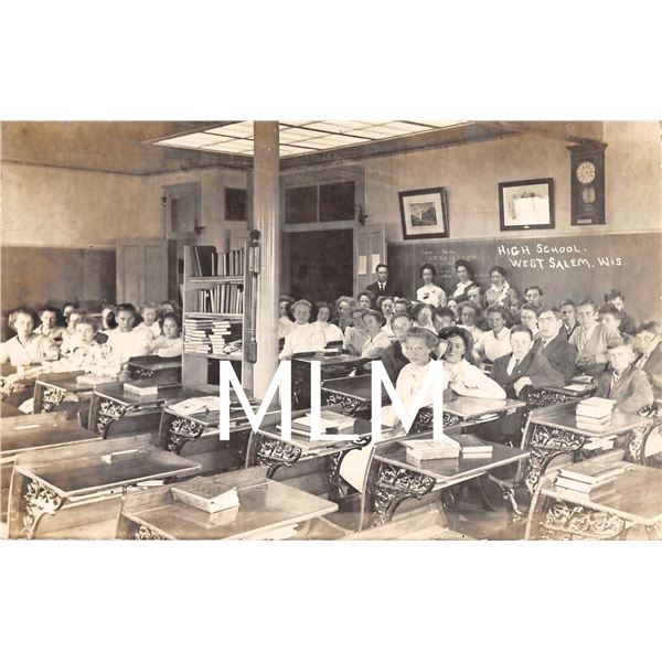 High School Classroom Interior West Salem, Wisconsin Photo Postcard