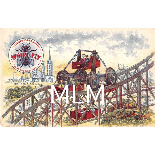 Coney Island Amusement Park Ride Whirl-Fly Henderson's Walk Postcard