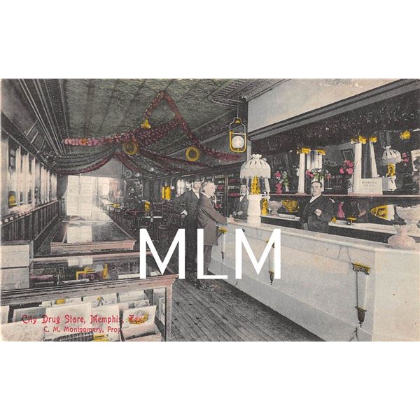 City Drug Store, Memphis, Texas Soda Fountain Interior Postcard