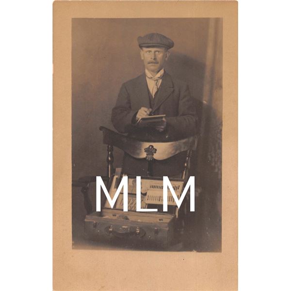 Traveling Salesmen Selling From Briefcase Photo Postcard
