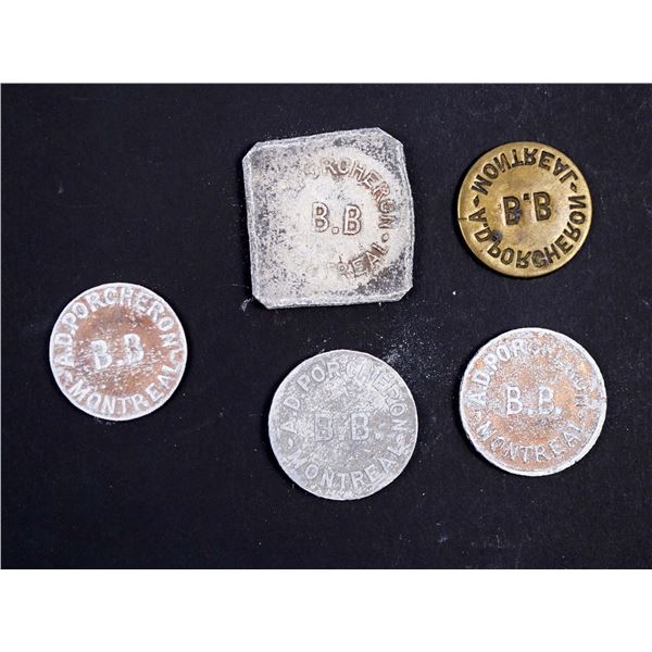 TOKENS A Lot of 5 Porcheron Pieces  EF