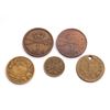 Image 1 : DENMARK 1842-1857 A 5 Piece Lot of Copper Coins Fine-Very Fine