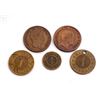 Image 2 : DENMARK 1842-1857 A 5 Piece Lot of Copper Coins Fine-Very Fine