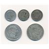 Image 1 : DENMARK 1872-1900 A 5 Piece Silver Coin Group of Mixed Denominations.
