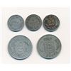 Image 2 : DENMARK 1872-1900 A 5 Piece Silver Coin Group of Mixed Denominations.