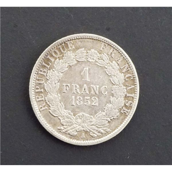 FRANCE 1852 A KM# 772 Franc Very Fine+