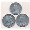 Image 2 : GREAT BRITAIN 1888-1896 A Lot of 3 Double Florins Fine-Fine+ 76.6 Grams of Silver