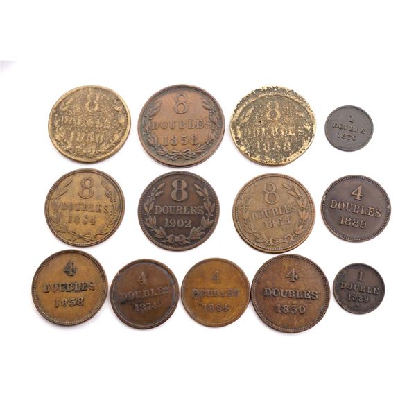 GUERNSEY 1830-1902 A Lot of 13 coins