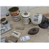 Image 2 : Tobacco Tins, Retro Ice Tongs, Enamelware, Honey Tin, Harmonica, Shaving Items Plus~