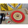 Image 2 : Metal Tray Rooster , Star Wars Pic, Tins, 84 Flouride Winning Together Coke , Snowmobile Warning Sig
