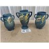 Image 1 : 3 Roseville Vases, Some Chips- repaired