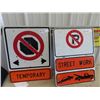 Image 1 : 2 Traffic Signs - No Stopping Street Work- No Parking Box Metal 18" X 24"