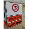 Image 3 : 2 Traffic Signs - No Stopping Street Work- No Parking Box Metal 18" X 24"