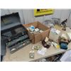 Image 1 : Fishing Rackle Box w Some Hooks & Weights, Safety Goggles, Hardware, Furniture Pull, Nails Plus More