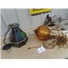 Image 1 : Stained Glass Light Fixture, & Retro Swag Lamp