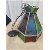 Image 2 : Stained Glass Light Fixture, & Retro Swag Lamp