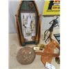 Image 2 : Shadow Box Fishing Display, Metal Violinist Ornament, Leather Arrow Pouch, Taylor Clothing Co Calend