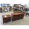 Image 1 : Dresser w Mirror & Nite Table - 31"H 65"W 18"D Plus Mirror 50" X 39" , Dresser hasa chip - Shown in 