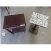 Image 2 : Stand w Drawer 24"H 18"W 13"D & Pedestal Stand w Ceramic Top 25"H 14" x 12"