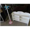 Image 1 : Painted Shelf Cabinet & Coat Tree w Dolphin Hooks 57" Tall, Cabinet is 34"H 46"W 9"D