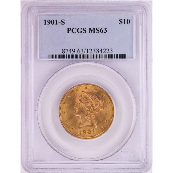1901-S $10 Liberty Head Eagle Gold Coin PCGS MS63