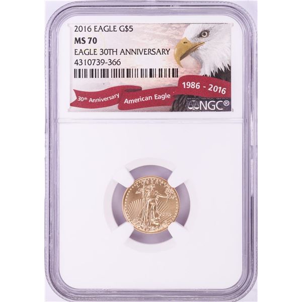 2016 $5 American Gold Eagle Coin NGC MS70
