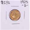 Image 1 : 1925-D $2 1/2 Indian Head Quarter Eagle Gold Coin