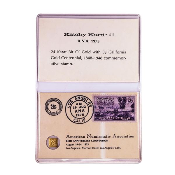1975 Katchy Kard #1 24 Karat Bit O' Gold with 3 cent California Stamp
