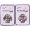 Image 1 : Lot of (2) 1956 Franklin Half Dollar Coins NGC MS64