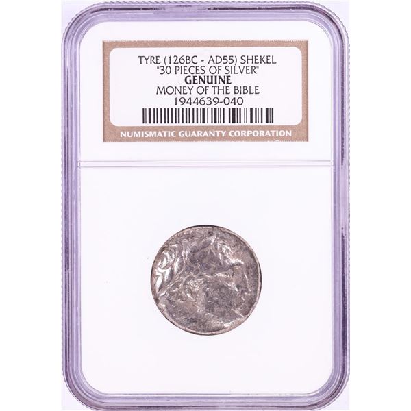 126BC-55AD Tyre Shekel 30 Pieces of Silver Ancient Coin NGC Genuine
