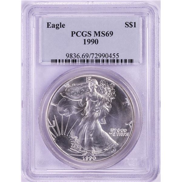 1990 $1 American Silver Eagle Coin PCGS MS69