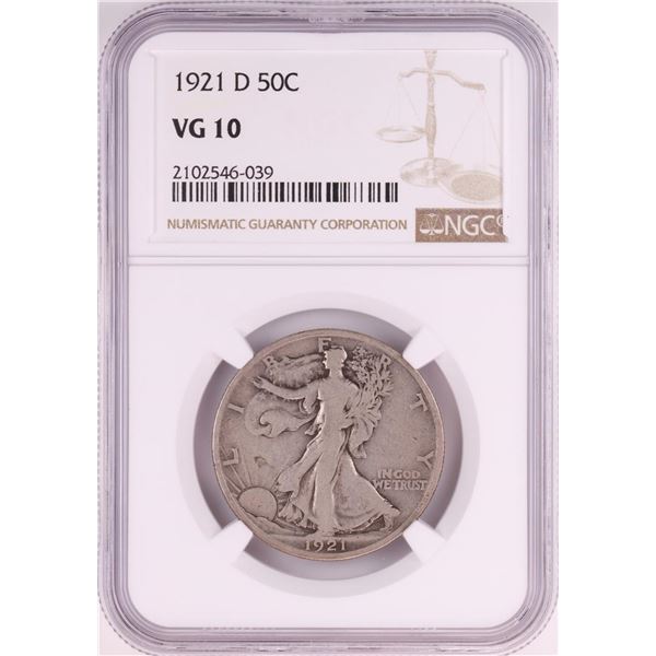 1921-D Walking Liberty Half Dollar Coin NGC VG10