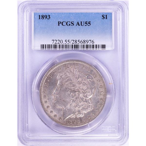 1893 $1 Morgan Silver Dollar Coin PCGS AU55