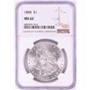 Image 1 : 1884 $1 Morgan Silver Dollar Coin NGC MS62