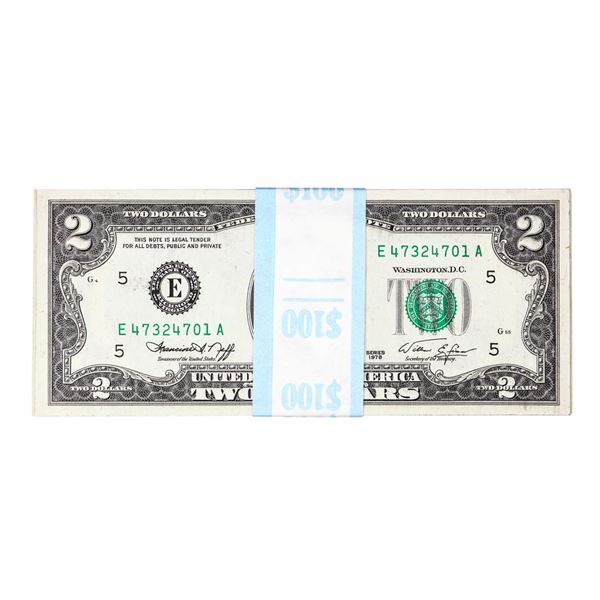 Pack of (50) Consecutive 1976 $2 Federal Reserve Notes Richmond