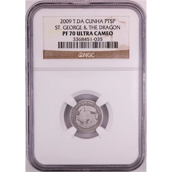 2009 T.DA Cunha 1/10 oz St. George & Dragon Platinum Coin NGC PF70 Ultra Cameo