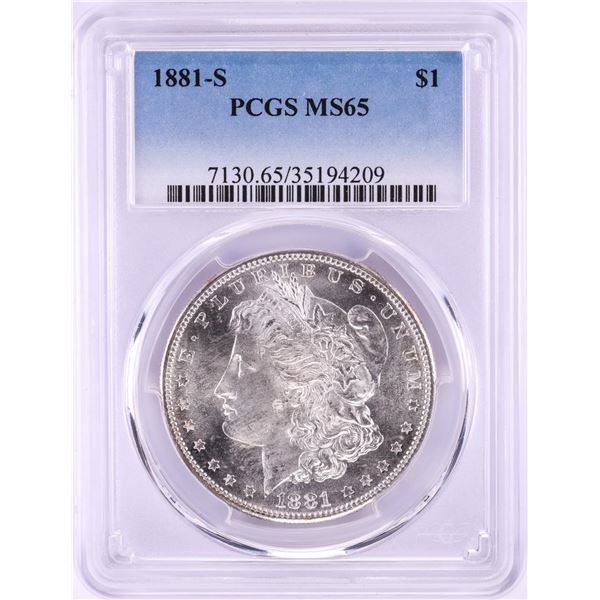 1881-S $1 Morgan Silver Dollar Coin PCGS MS65 Nice Toning