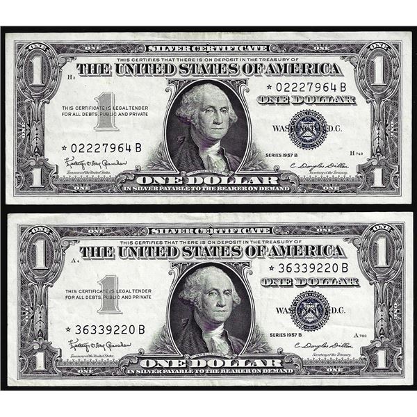Lot of (2) 1957B $1 Silver Certificate Star Notes