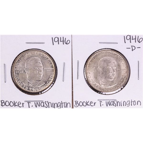 Lot of (2) 1946 & 1946-D Booker T Washington Commemorative Half Dollar Coins