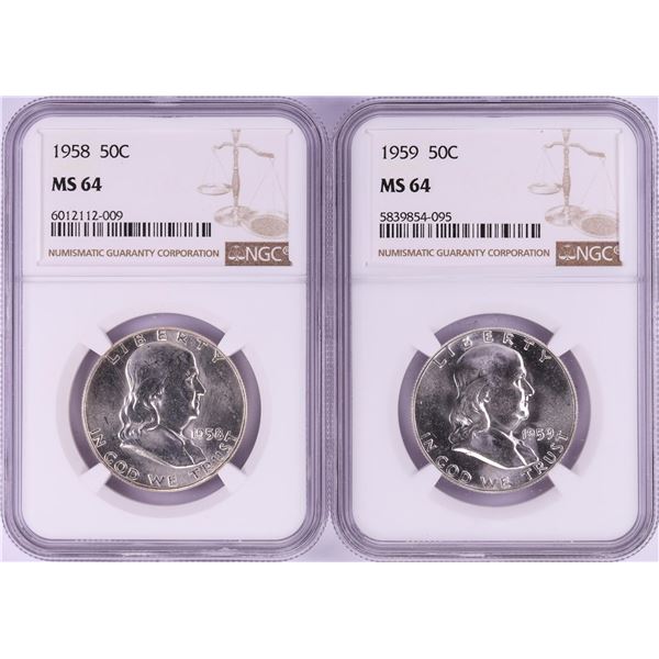 Lot of 1958-1959 Half Dollar Coins NGC MS64