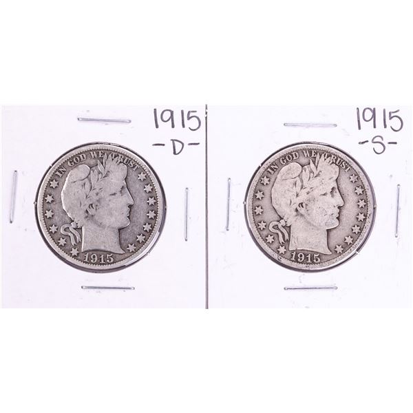 Lot of 1915-D & 1915-S Barber Half Dollar Coins