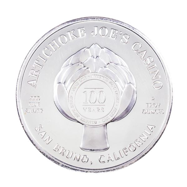 .999 Silver 2 oz Artichoke Joe Casino Limited Edition Gaming Token