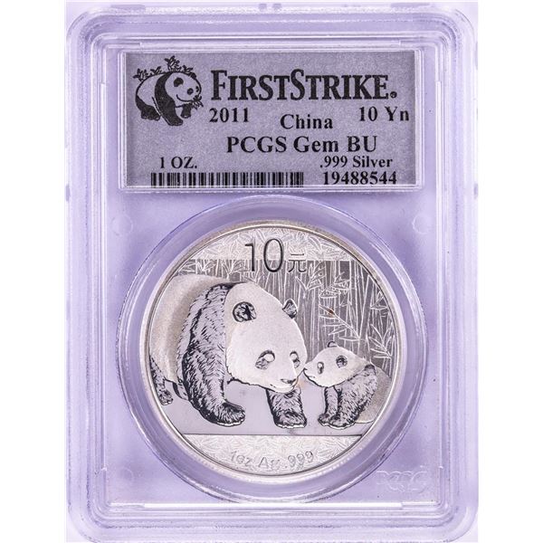2011 China 10 Yuan Panda Silver Coin PCGS Gem BU