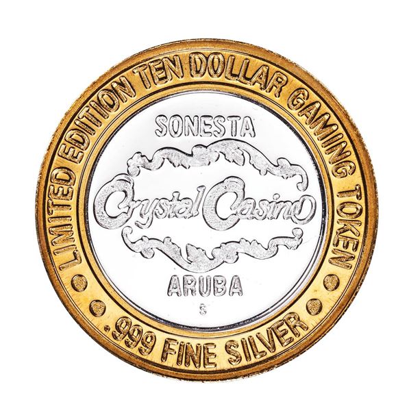 .999 Silver Crystal Casino Aruba $10 Casino Limited Edition Gaming Token