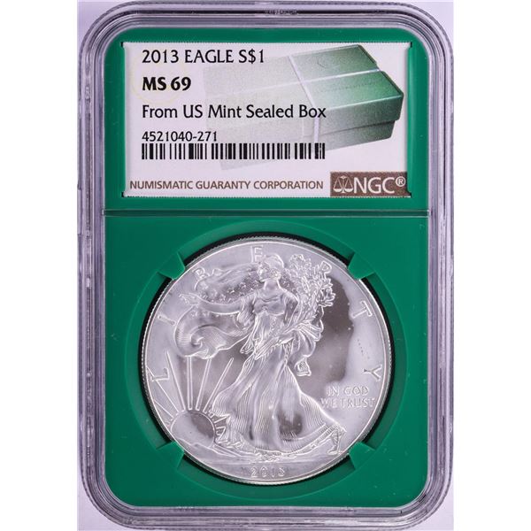 2013 $1 American Silver Eagle Coin NGC MS69 from Mint Sealed Box