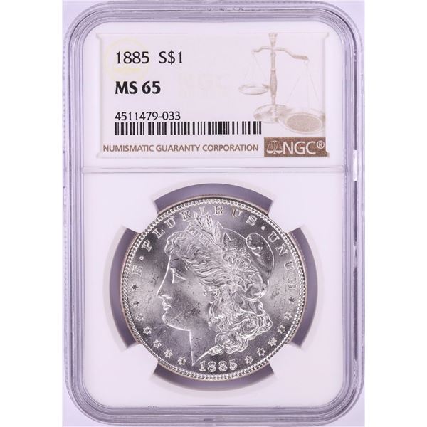 1885 $1 Morgan Silver Dollar Coin NGC MS65 Nice Toning