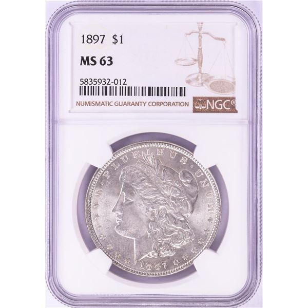 1897 $1 Morgan Silver Dollar Coin NGC MS63