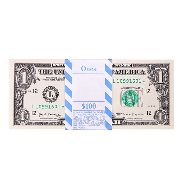 Pack of (100) Consecutive 2017 $1 Federal Reserve STAR Notes San Francisco