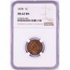 Image 1 : 1878 Indian Head Cent Coin NGC MS62 BN